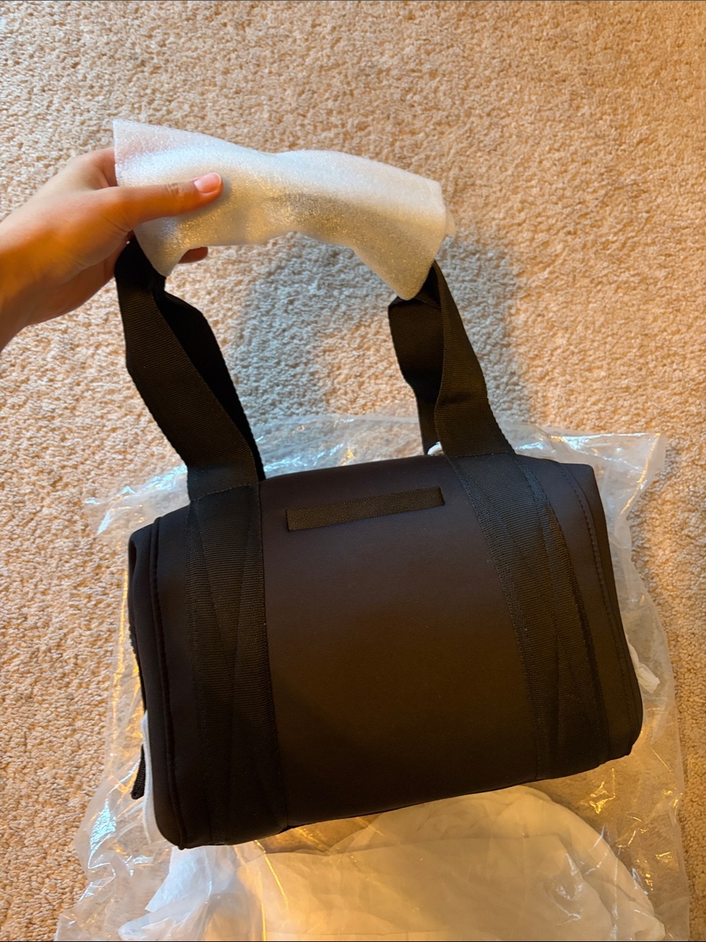 Dagne Dover Black Landon Neoprene Carryall Bag